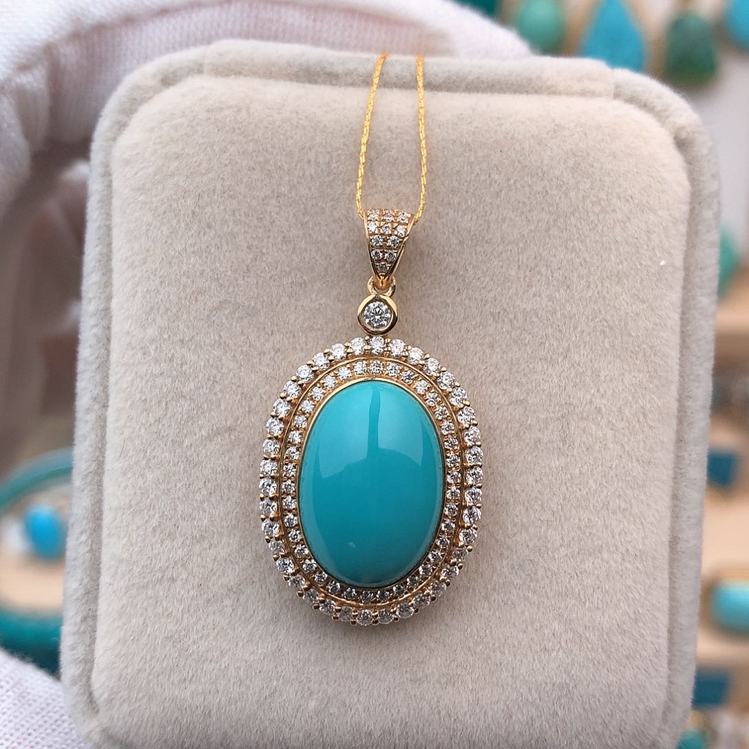 绿松石珠宝奇石18K金镶嵌