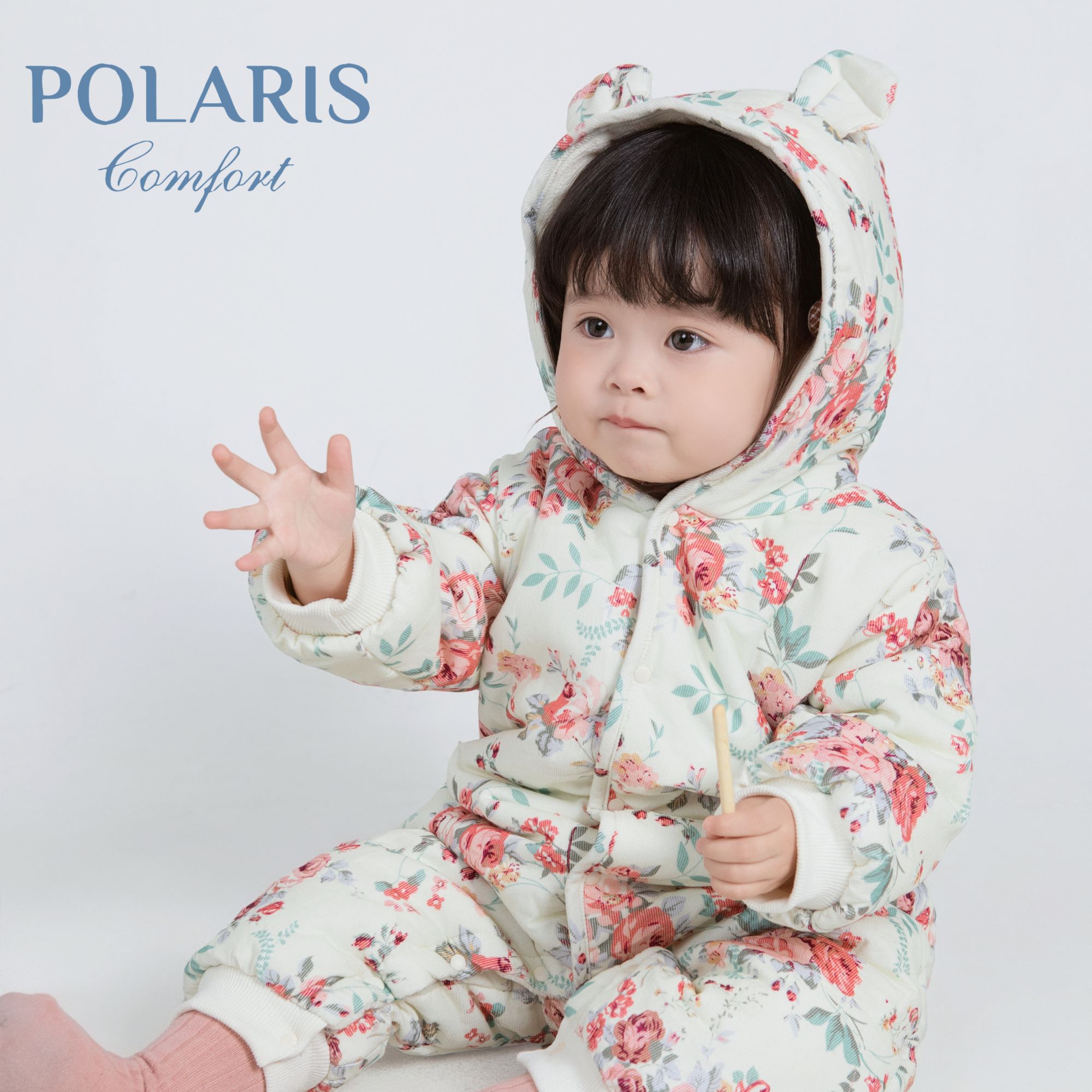 POLARIS | 复古玫瑰 | 女宝小月龄冬季外出加厚防寒保暖连体棉服