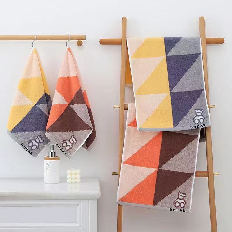 柔软成人家用简约毛巾洗脸吸水加厚格子