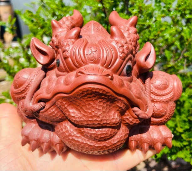 宜兴紫砂三足金蟾招财皓蟾