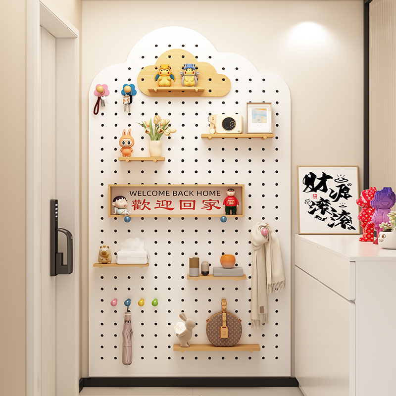 【18mm加厚】玄关洞洞板隐形穿衣镜推拉入户玄关装饰置物架定制挂墙