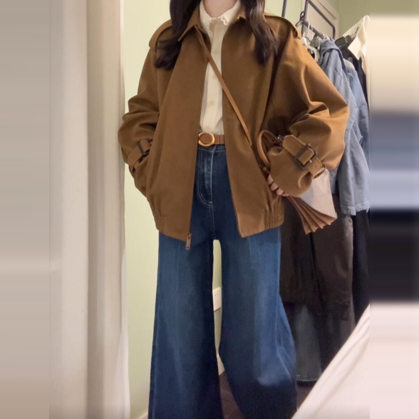 美拉德麂皮绒夹克上衣女早秋2025新爆款秋冬宽松翻领磨砂外套上衣