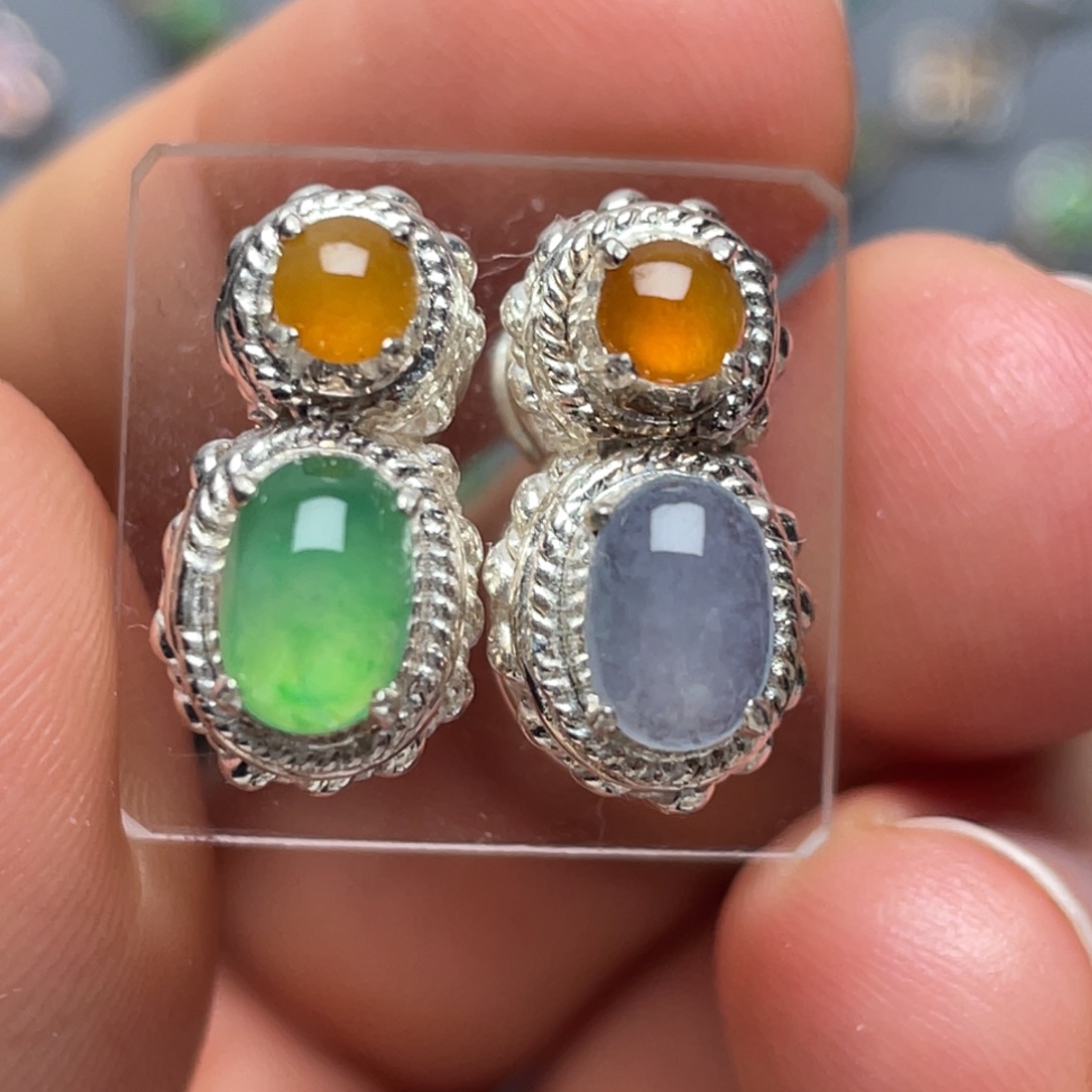 翡翠未镶嵌耳饰纯天然缅甸翡翠A货