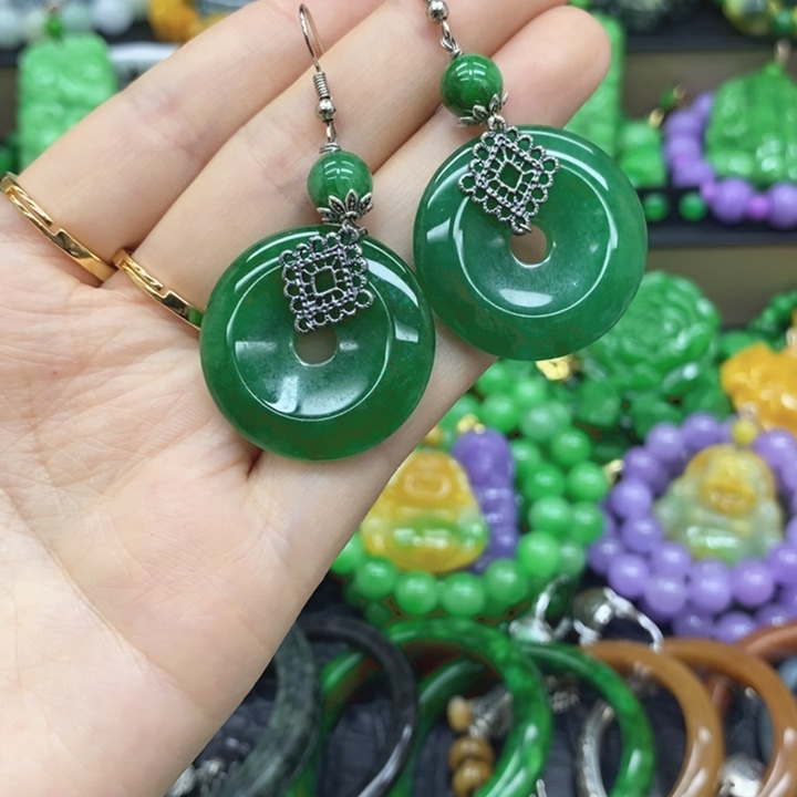 翡翠未镶嵌耳饰耳坠24