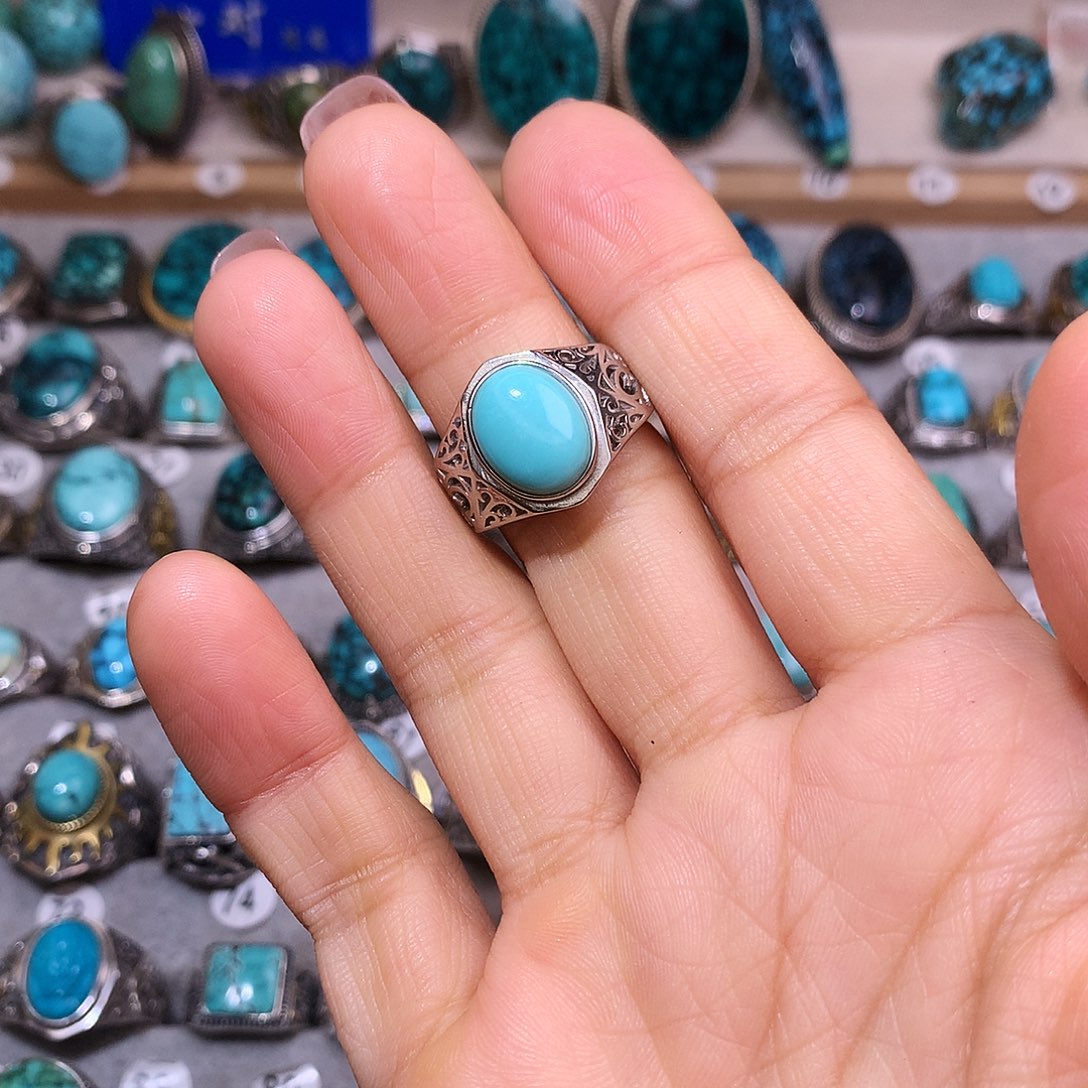 绿松石挂件银S925镶嵌