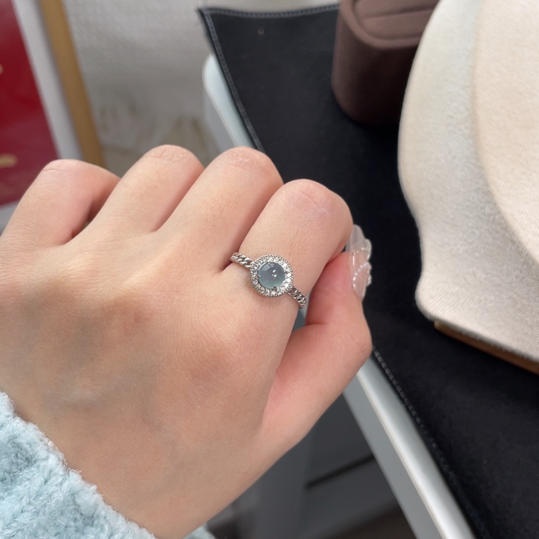 翡翠戒指银S925镶嵌125455