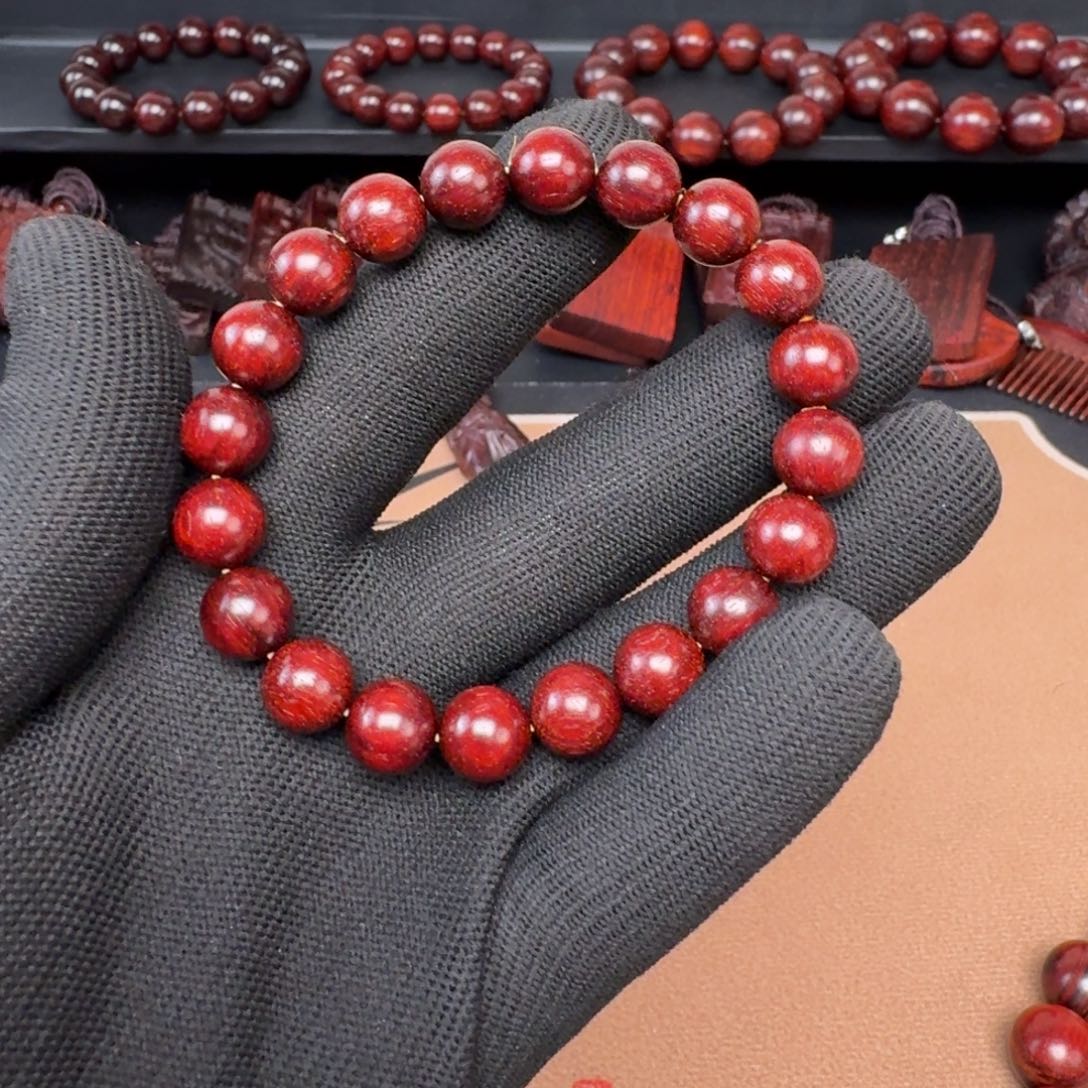 手串/手链小叶紫檀1.0cm玉化料无胶无蜡