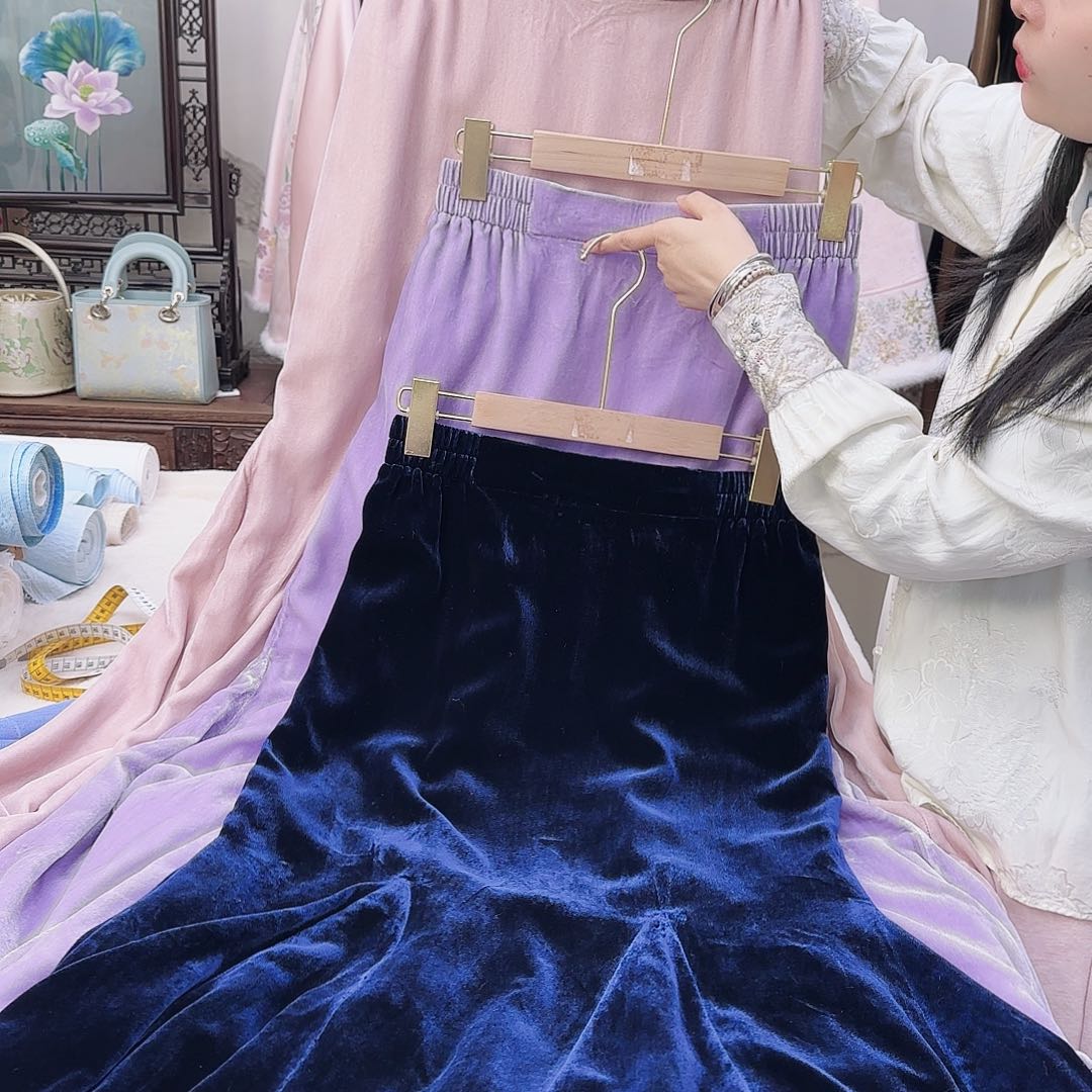 刺绣1上新鱼尾裙真丝丝绒