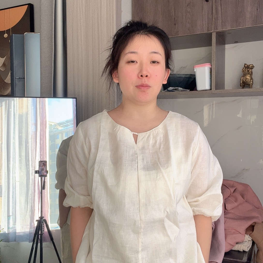 棉亚麻短袖V领XL码