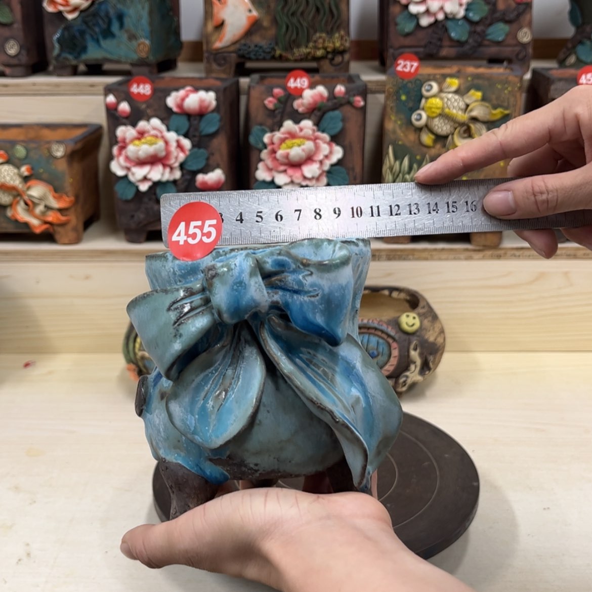 【闪购商品】紫砂花盆455号内口10脚高13