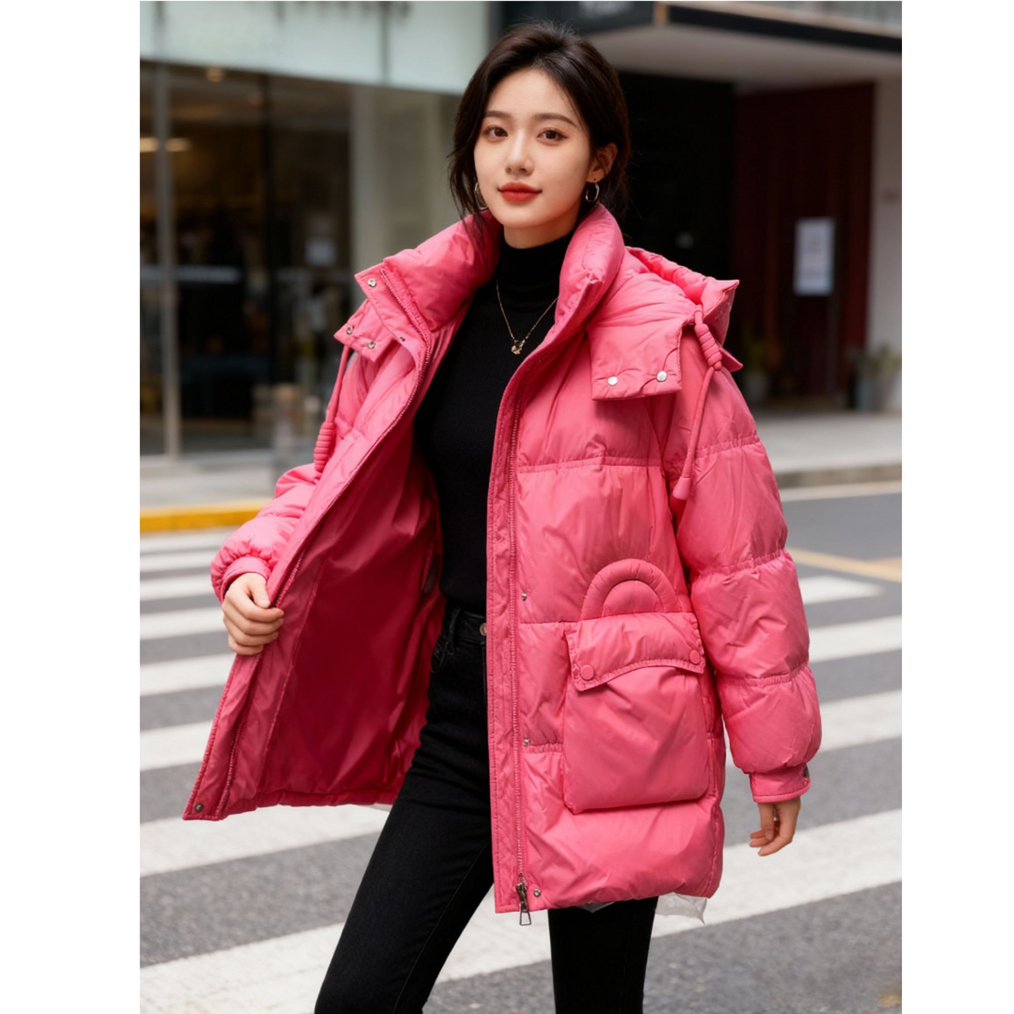 7D55#时尚百搭设计感羽绒服【A3-1】