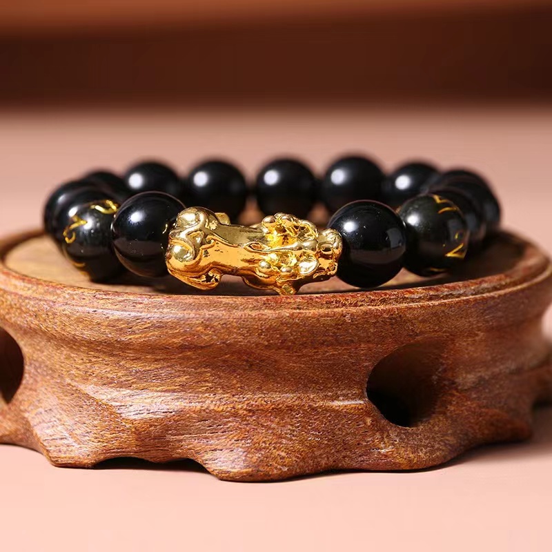 同款黑色珠珠招财进宝创意饰品