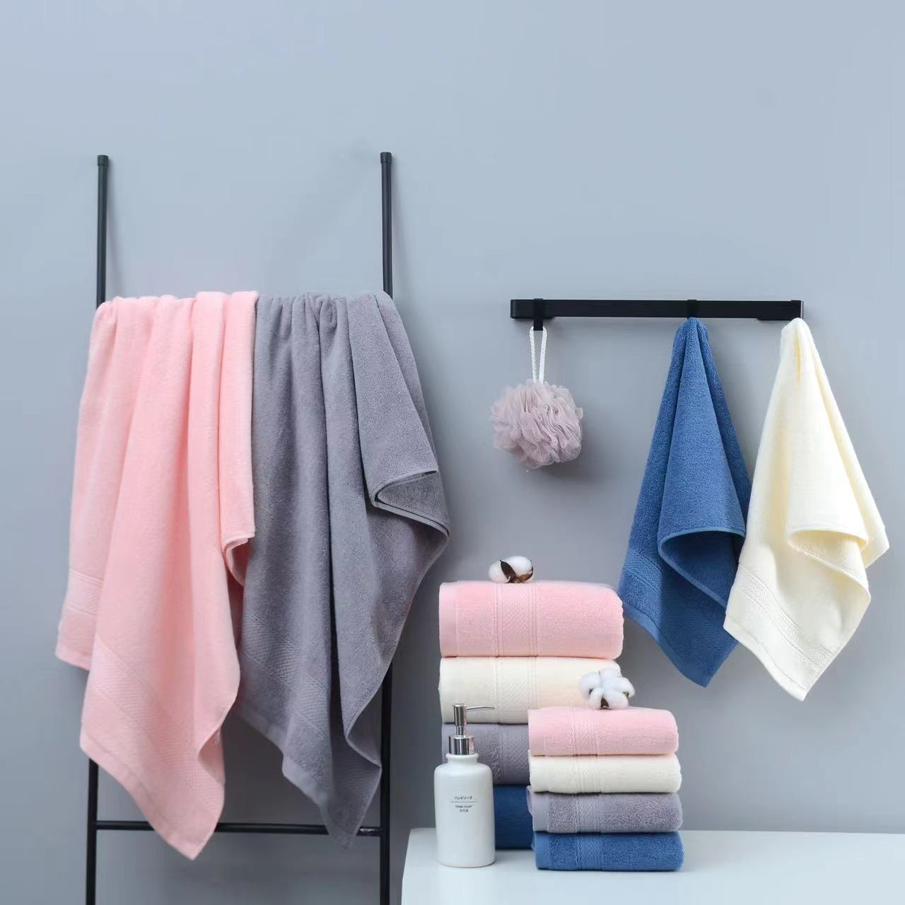 纯棉素色吸水柔软洗脸家用男女面巾70*男士纯棉洗澡浴巾宾馆浴室