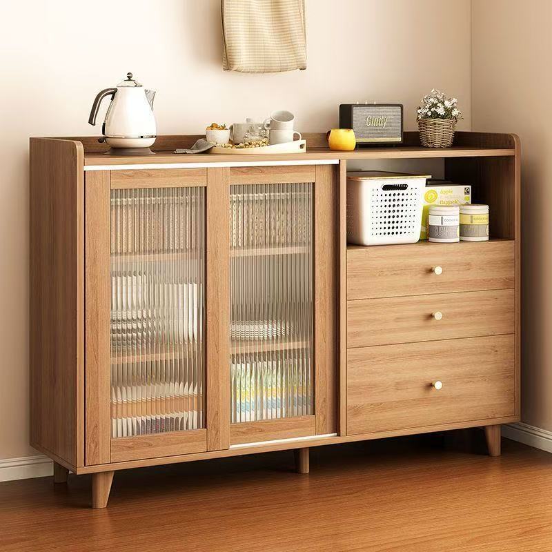 餐边柜客厅储物柜原木色家用收纳柜茶水柜靠墙一体置物斗柜备餐柜