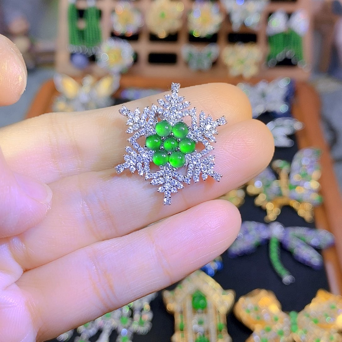 吊坠(不含链)银S925镶嵌翡翠