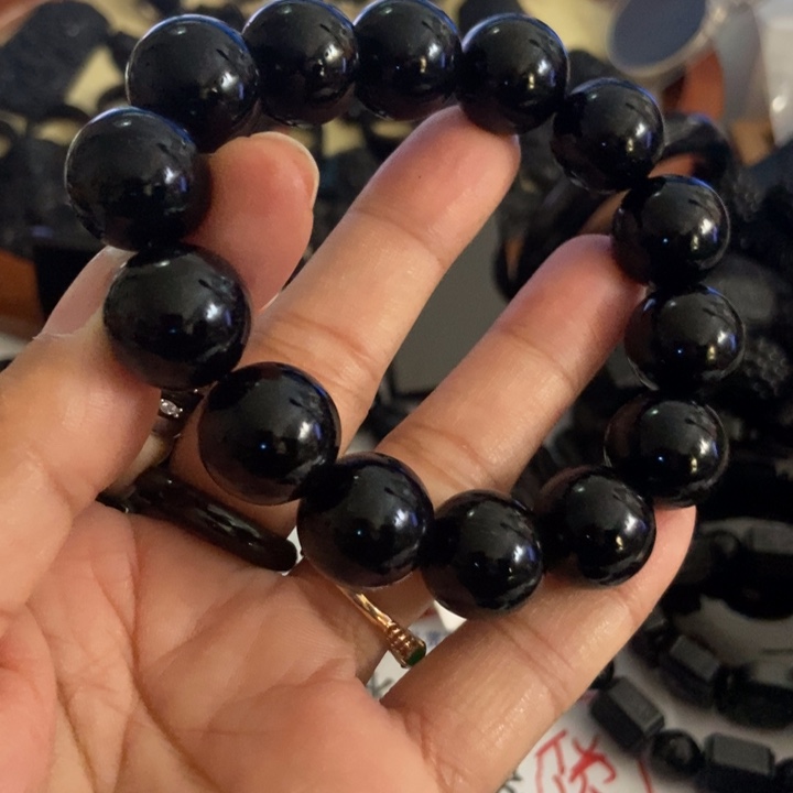 翡翠未镶嵌手链墨翠15.16