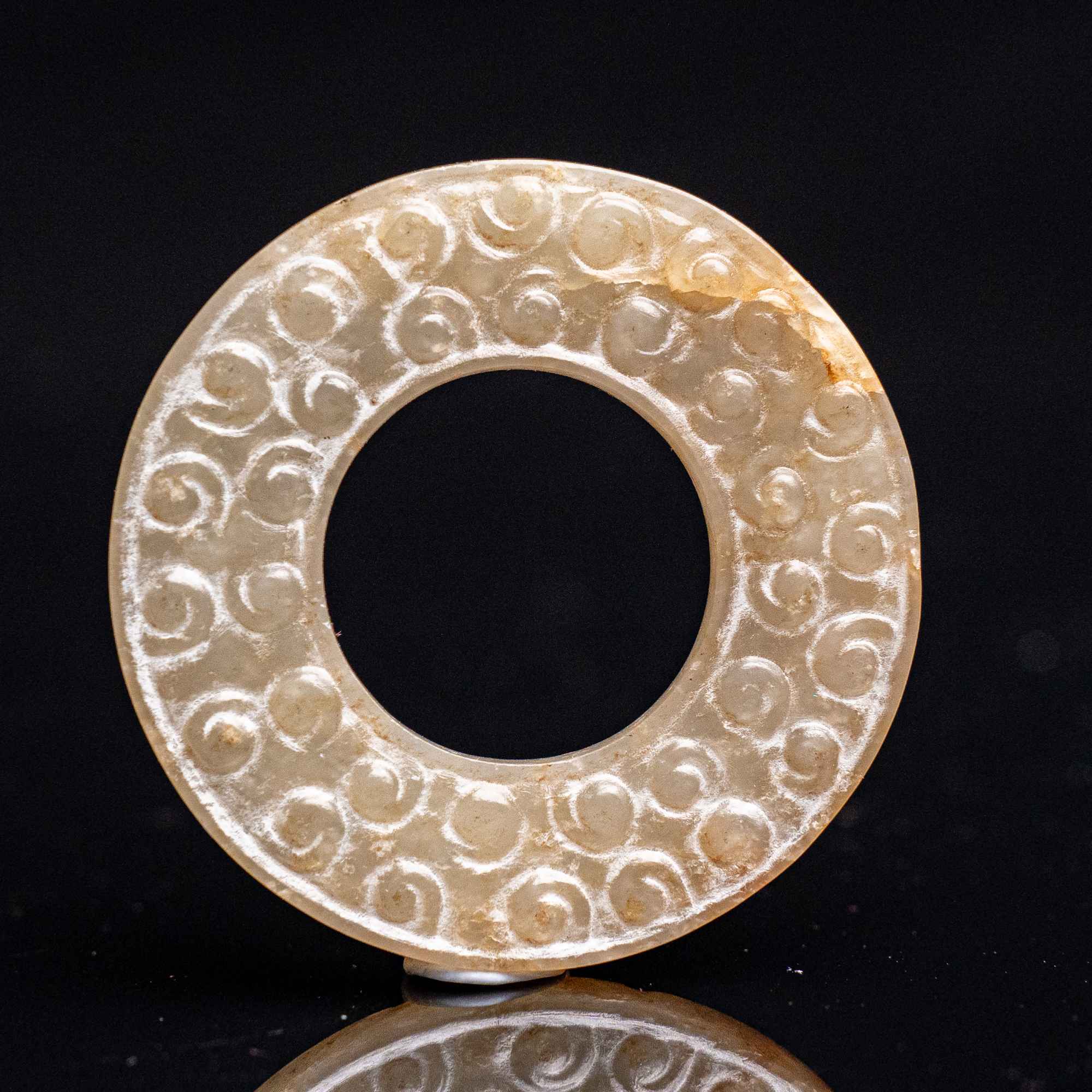 清代和田玉刻纹玉璧-NX