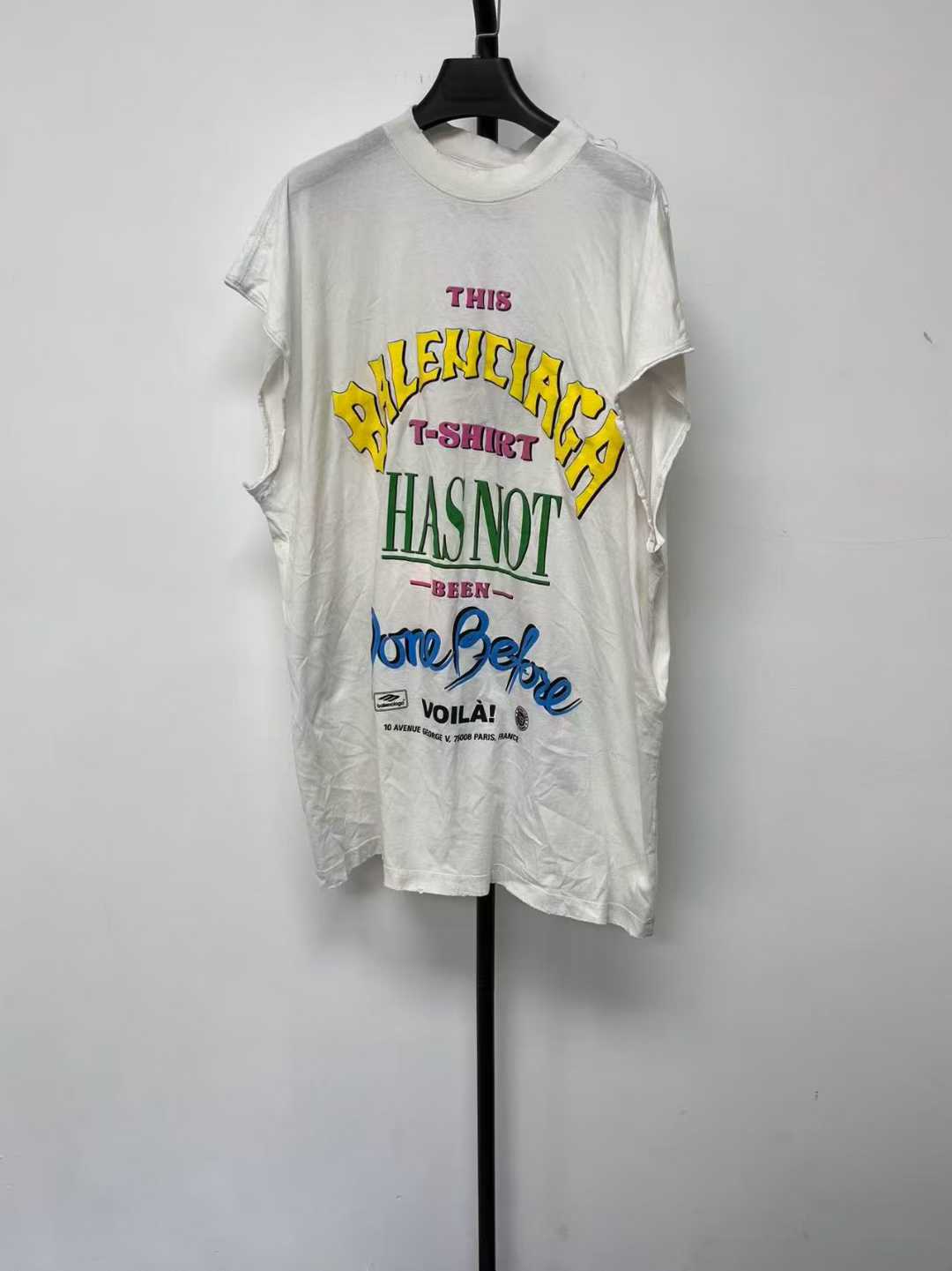 未使用 Balenciaga/巴黎世家 立领字母无袖T恤 02849