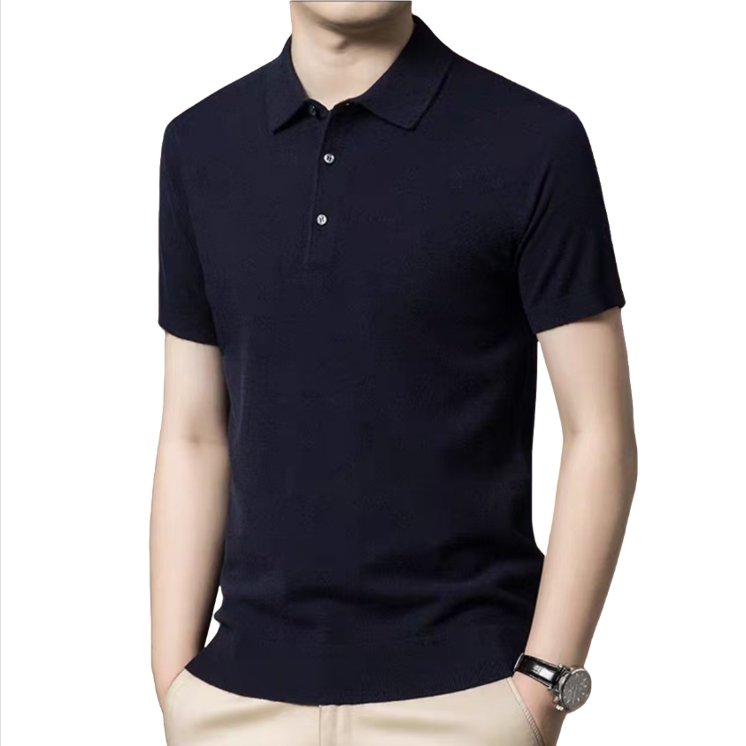 男士 POLO领薄款小翻领常规款常规款衫时尚打底上衣羊绒半袖