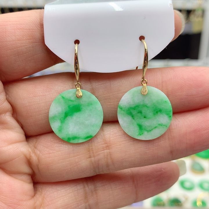 翡翠18K金镶嵌耳饰