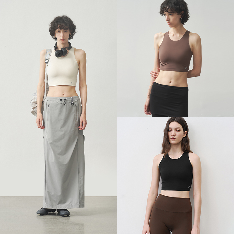 半圆女装[运动]2025夏季圆领短款透气多色运动背心女高弹25107546