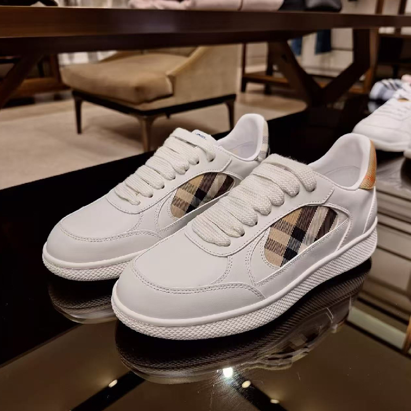 【撤柜皮面款】芯片纯手工牛皮皮面格纹鞋时尚男女同款休闲小白鞋