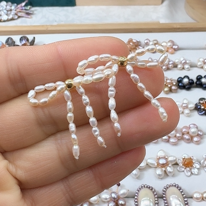 淡水珍珠发饰银S925镶嵌