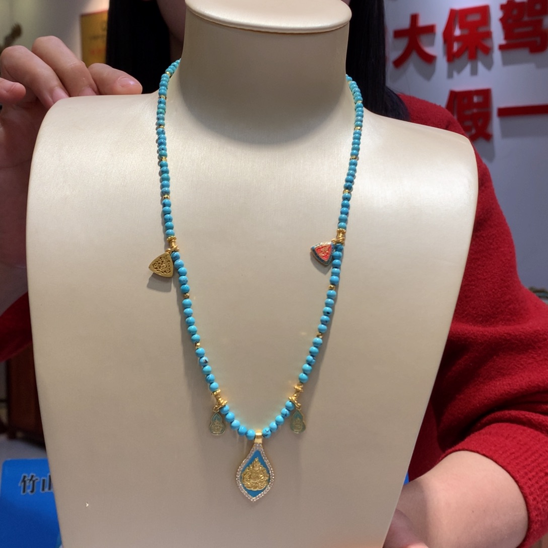 绿松石锁骨链银S925镶嵌