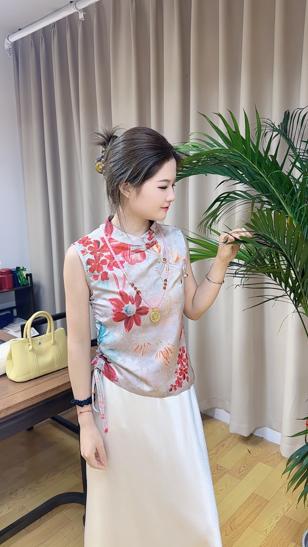 【鱼跃龙门】无袖夏季新中式上衣蝴蝶裤暗纹印花窄版直筒裤套装