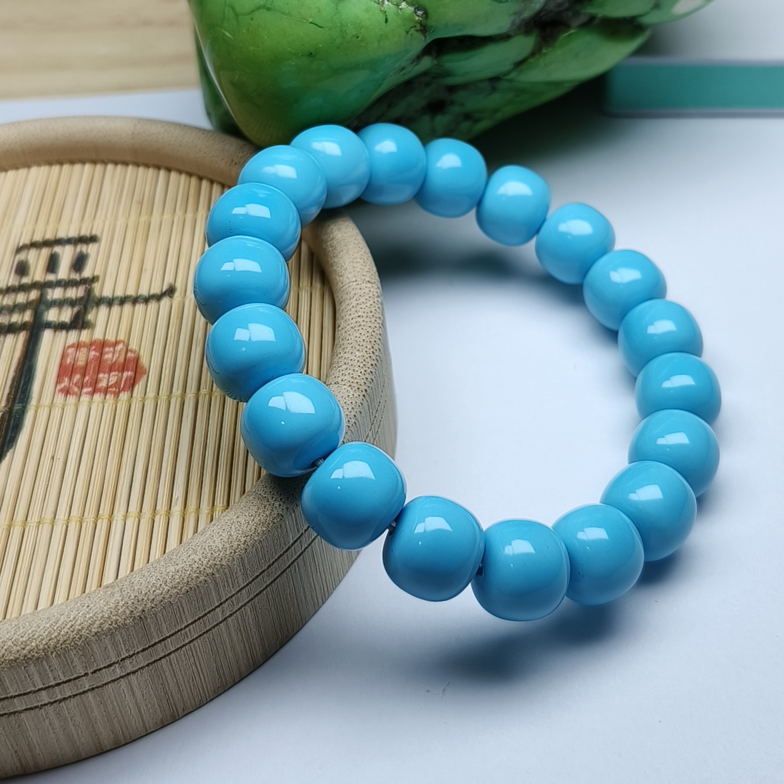 （湖北天然原矿绿松石）源头批发工厂发货手串单珠配珠手链配饰