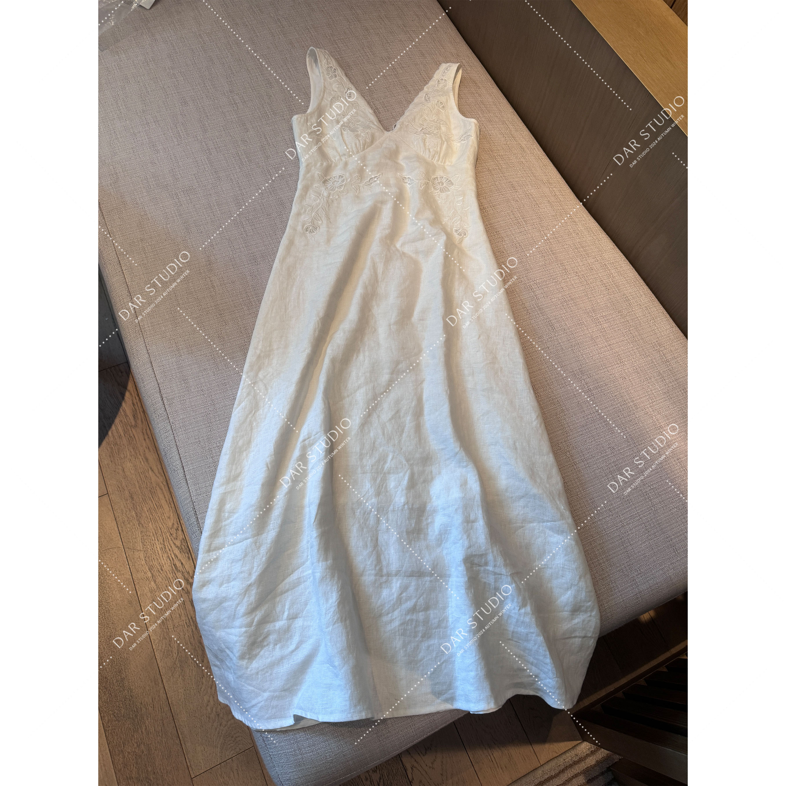 DAR STUDIO 深圳货【风信子】100亚麻无袖后拉链细带连衣裙88451