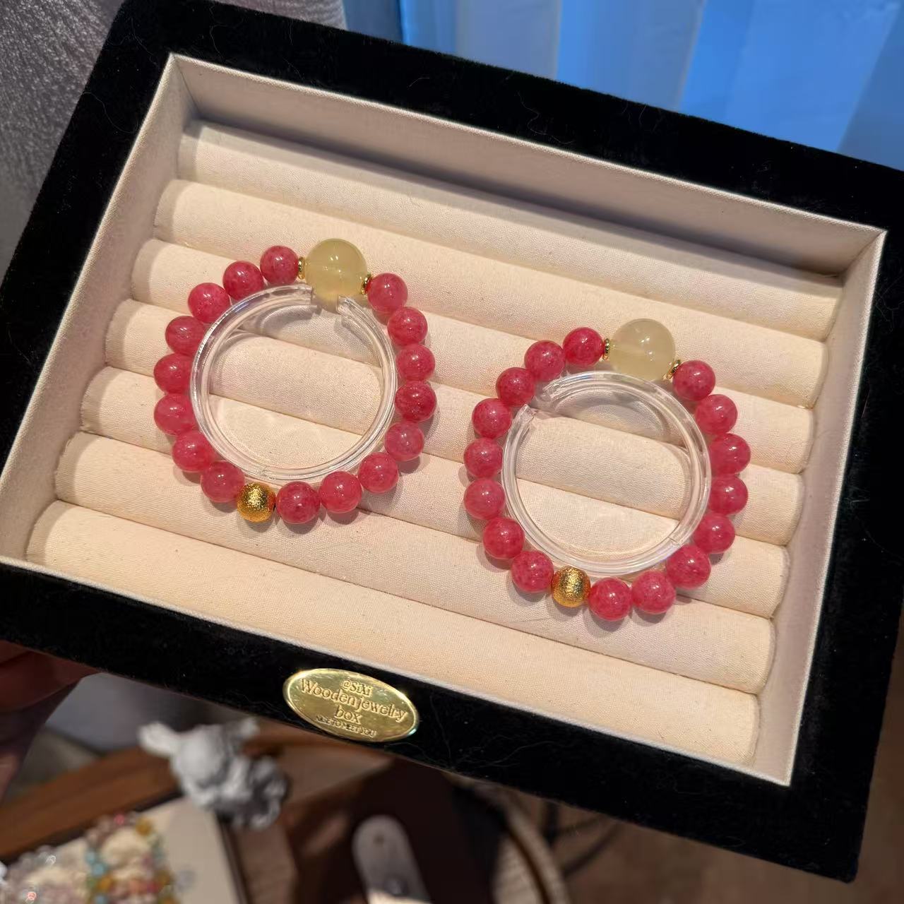 「玫瑰柚」石英质玉蔷薇辉黄水晶手串手链 多样性发其一ZW651