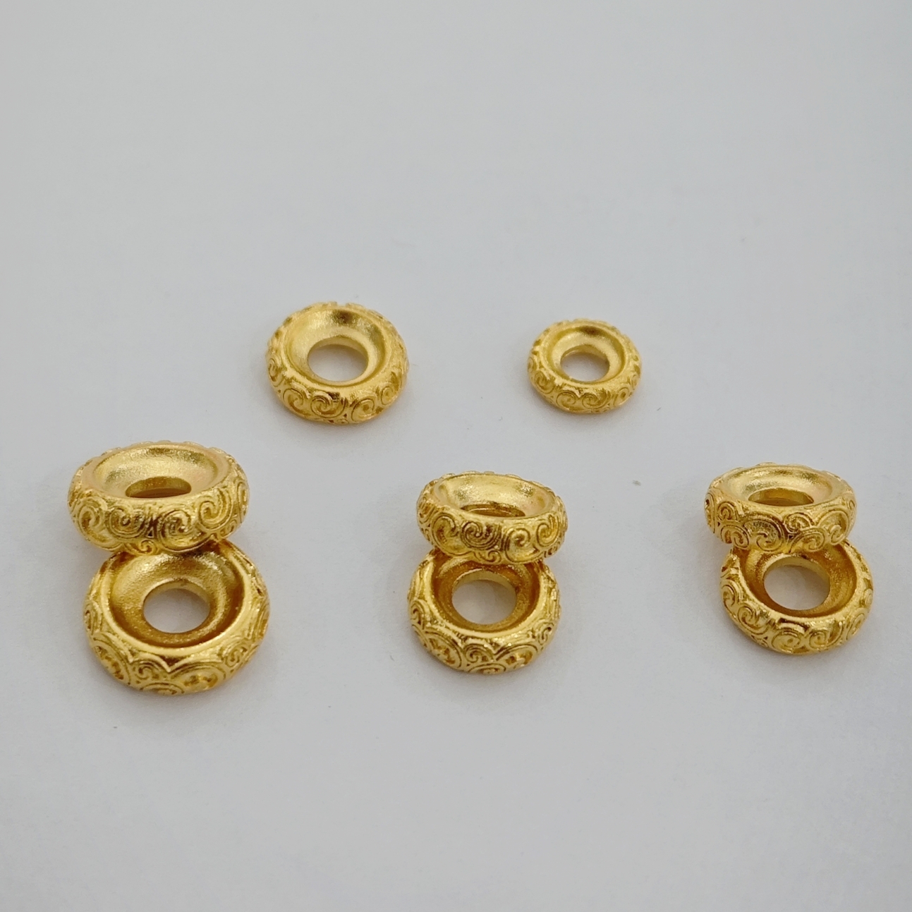 精工铜合金凹槽祥云唐草纹隔片卡环垫片diy文玩手串配珠配饰