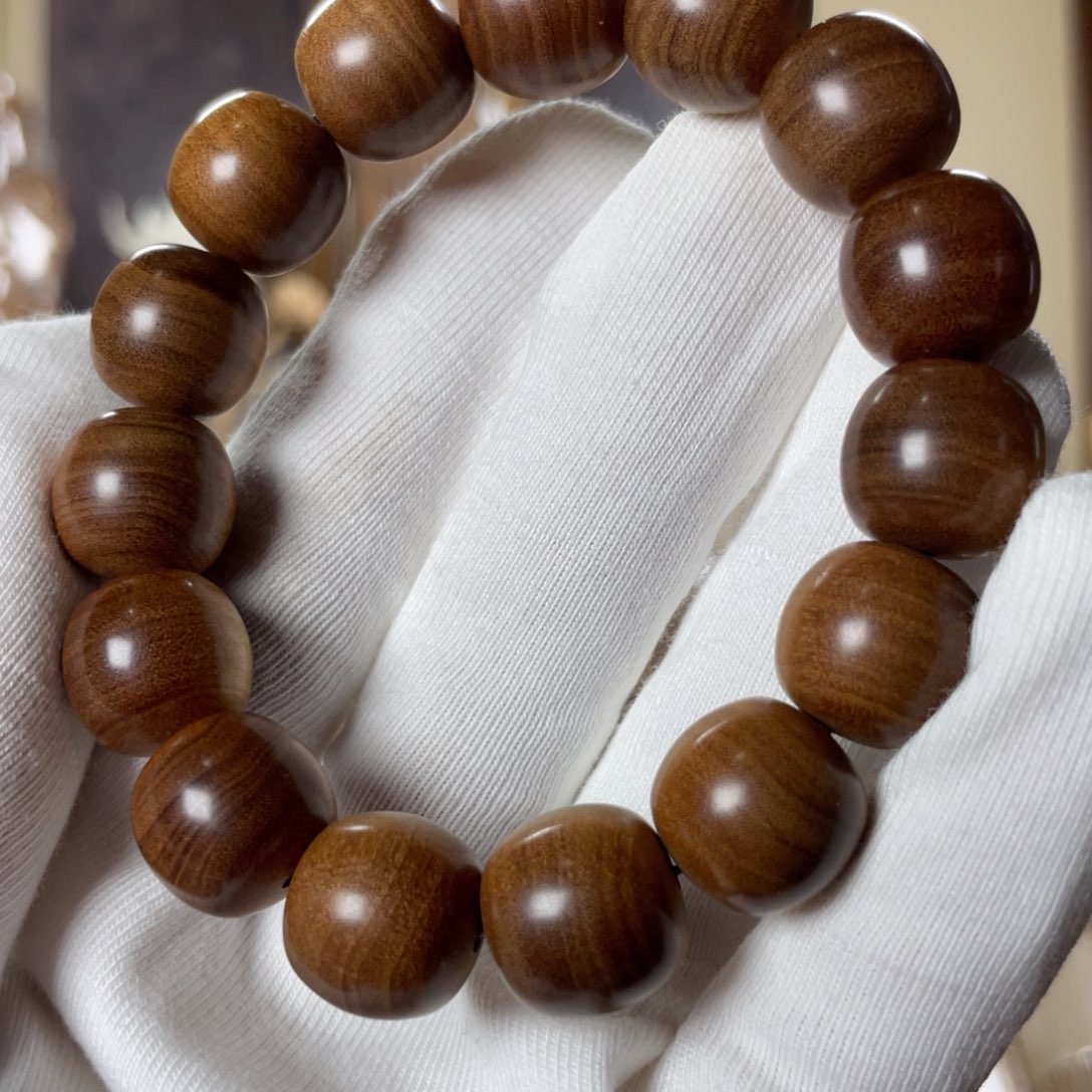檀香木手串/手链淋**猴老山檀香老料横纹老型珠1.4