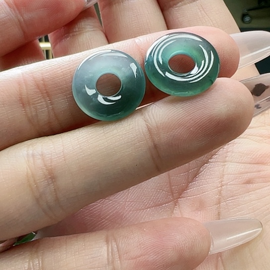 翡翠耳饰未镶嵌天然缅甸A货翡翠