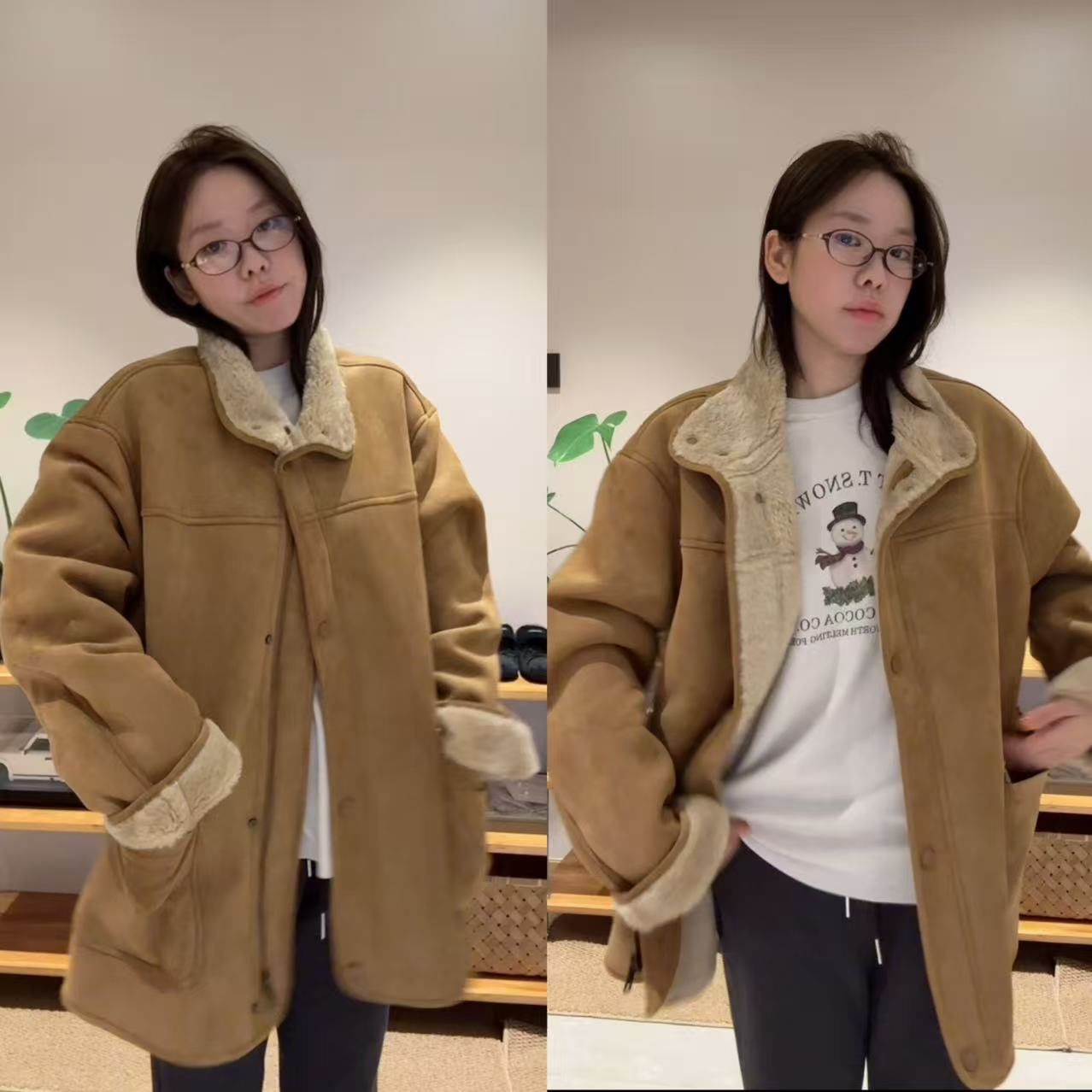 软乎轻飘飘的拉链毛毛外套