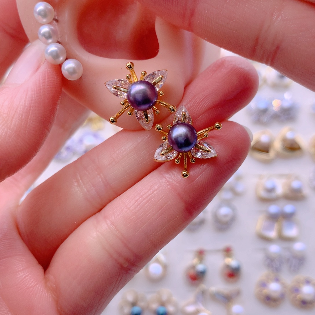 耳饰合金淡水珍珠