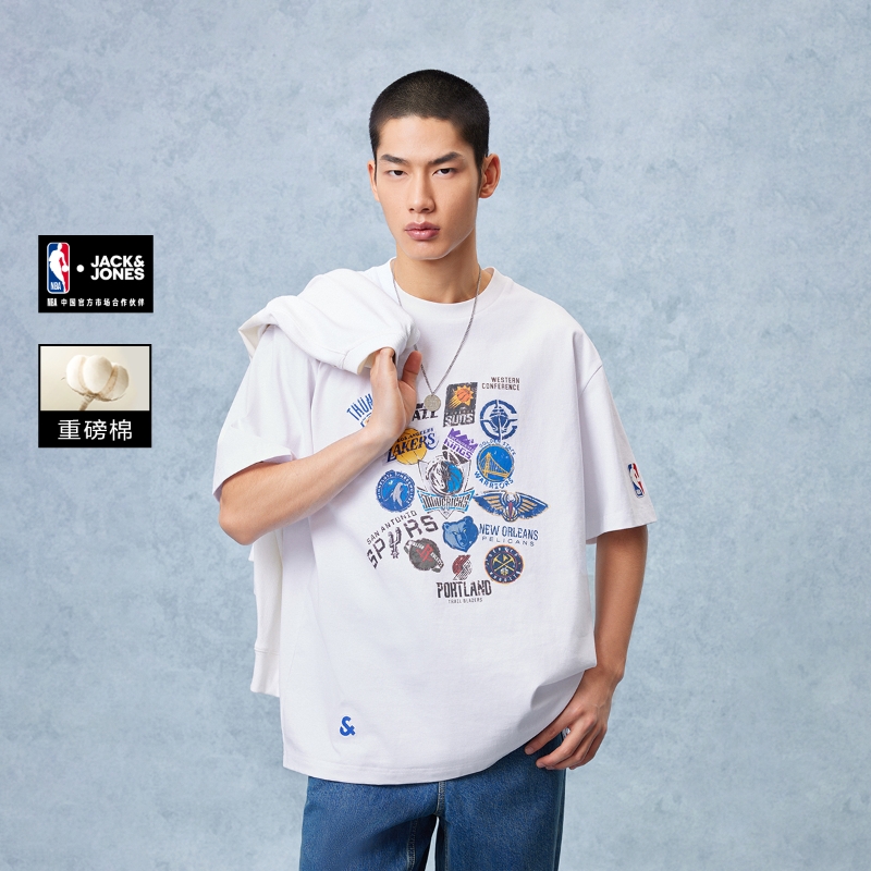 【NBA联名联盟球队】杰克琼斯男装26春新款重磅纯棉T恤宽松圆领短袖