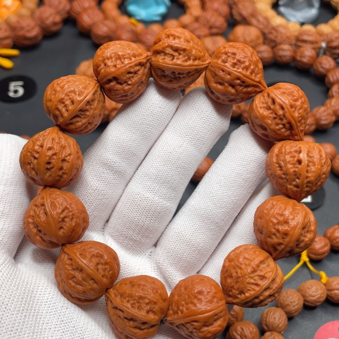 文玩核桃手串野生核桃桃心型京八棱秋子手串