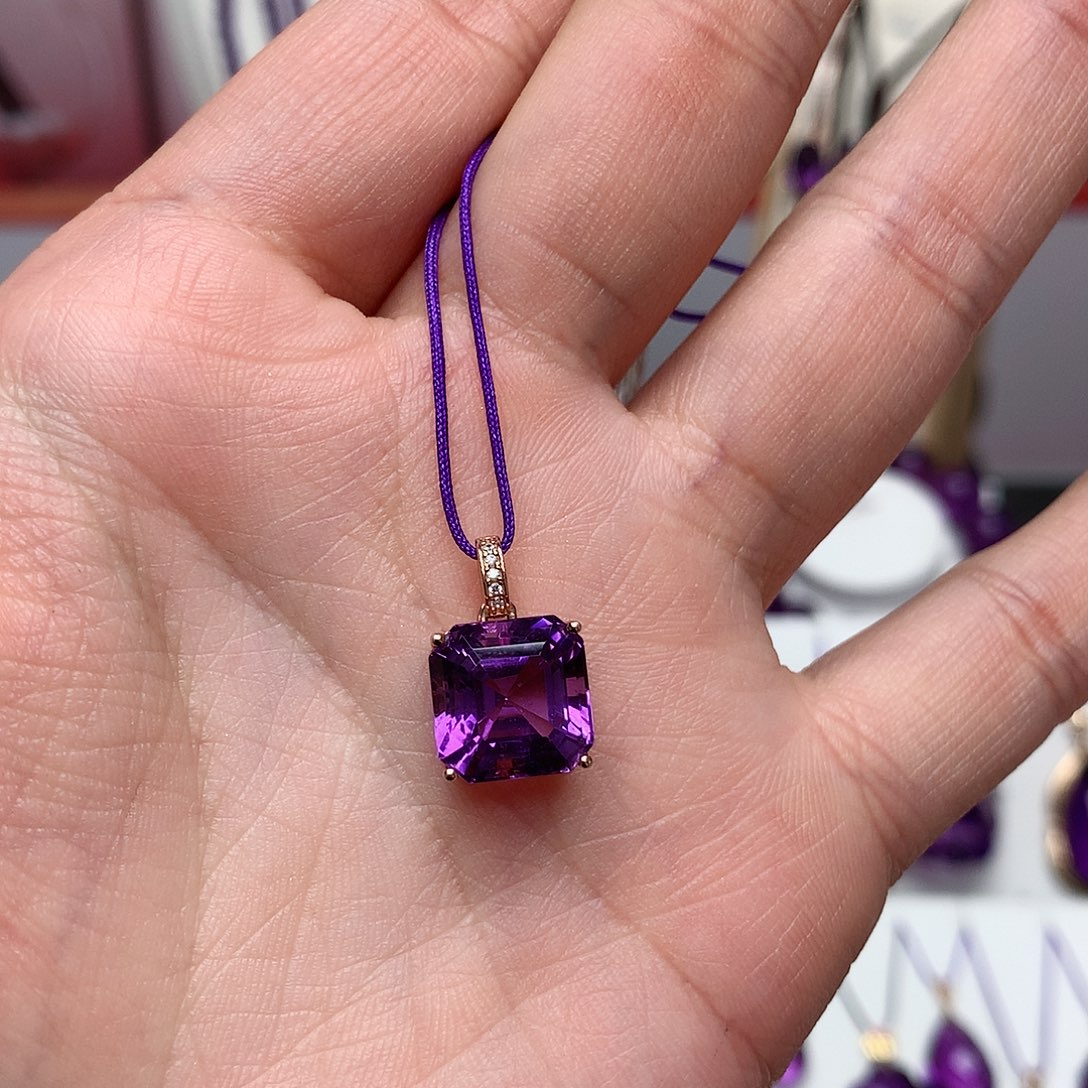 紫晶吊坠(赠链)银S925镶嵌