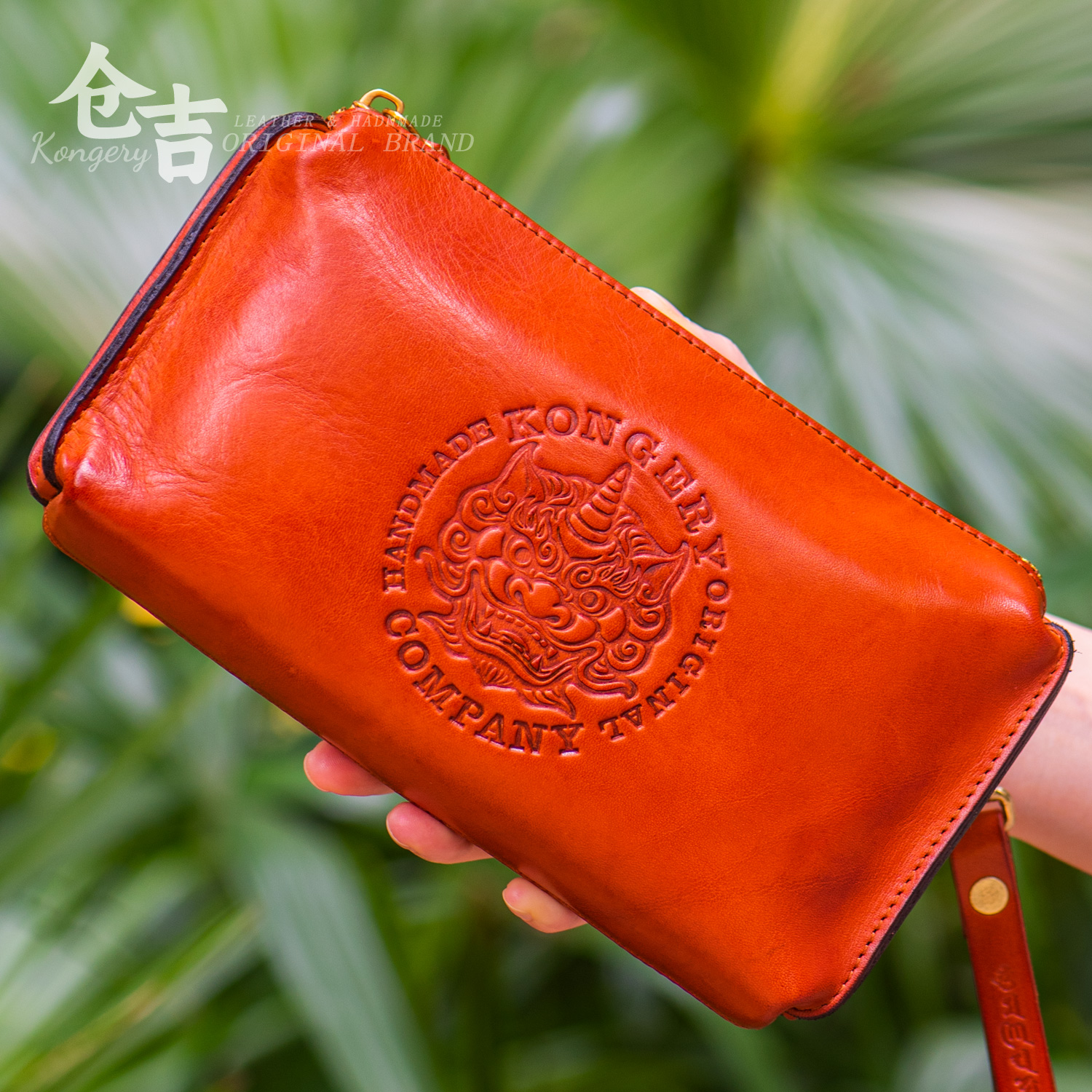 仓吉手工时尚男士手拿包加厚头层牛皮手抓包真皮斜挎包休闲放手机