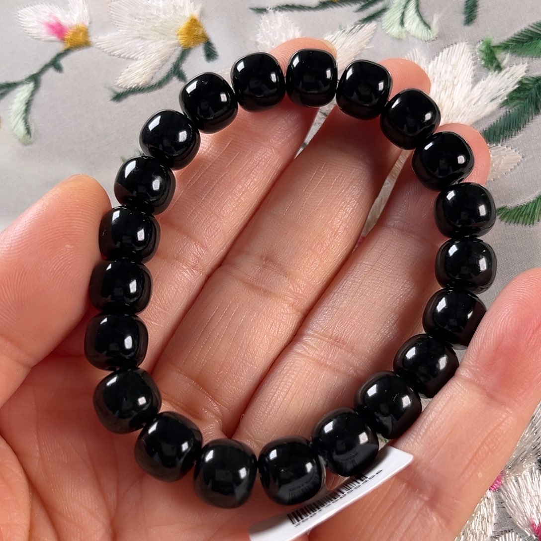 和田玉手链未镶嵌新疆和田玉黑青老型9/10