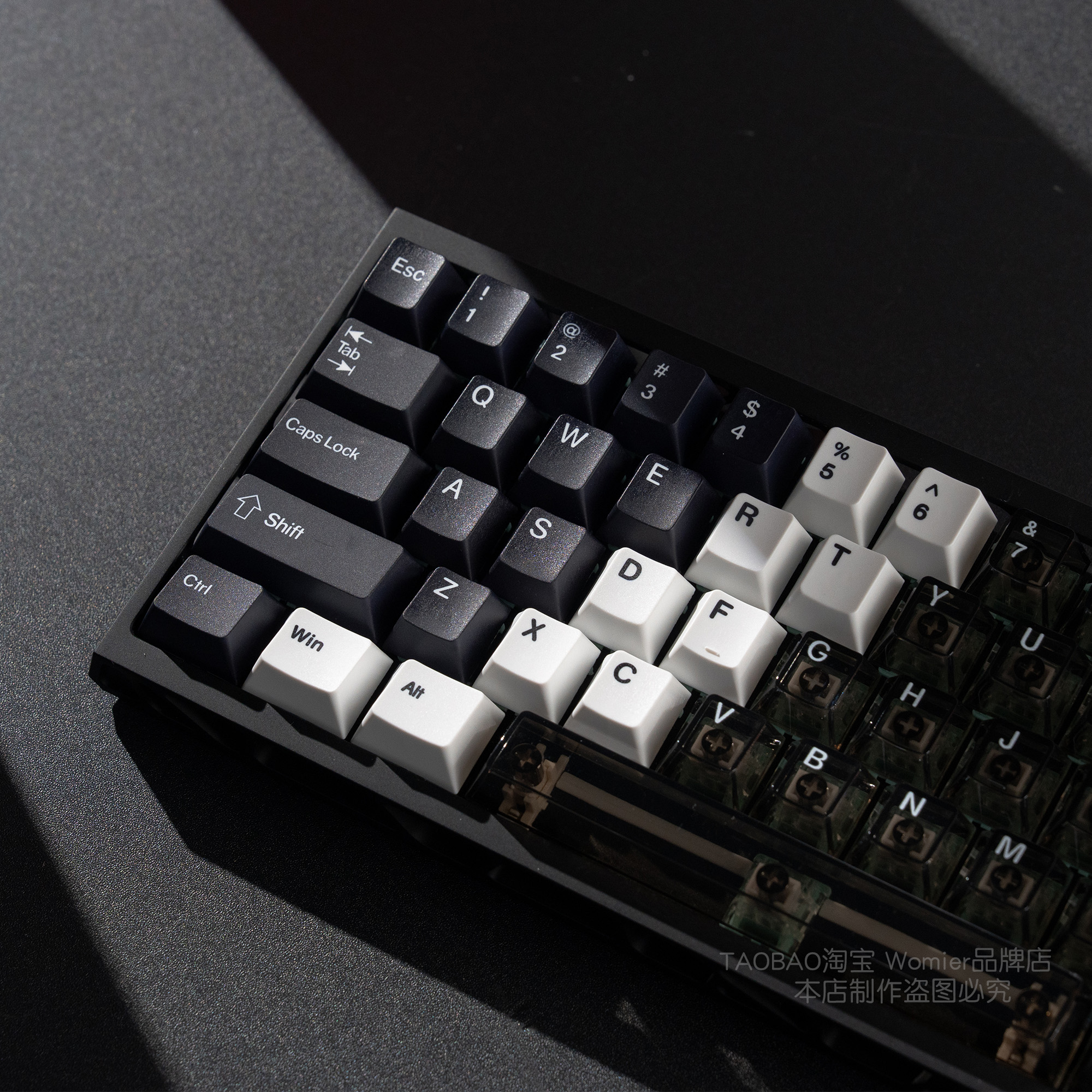 womier双拼pbtpc透明雾透机械键盘68-87-108键帽客制化粉色透光