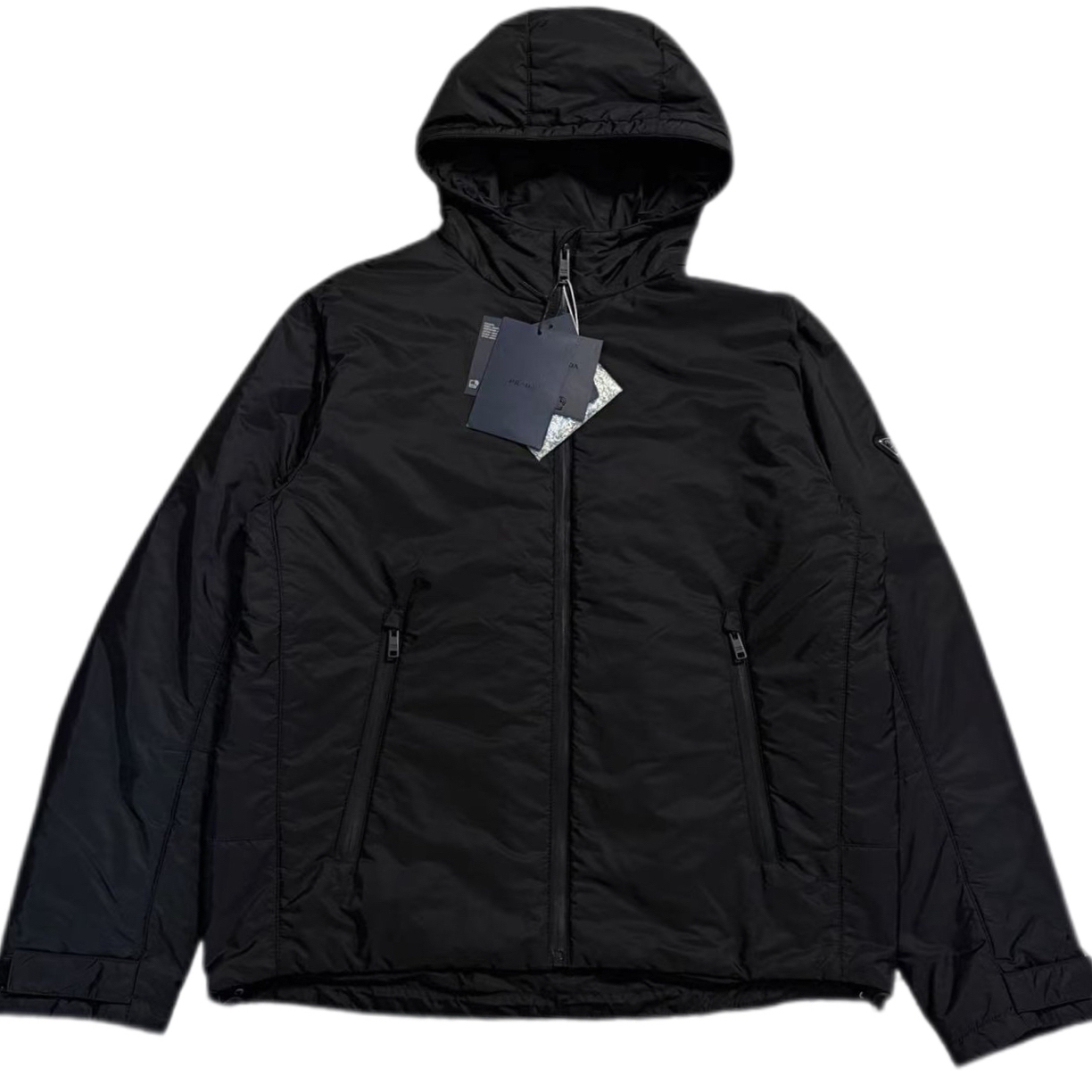 未使用 Prada/普拉达 黑色手臂三角钢标袖口魔术贴棉服外套54码