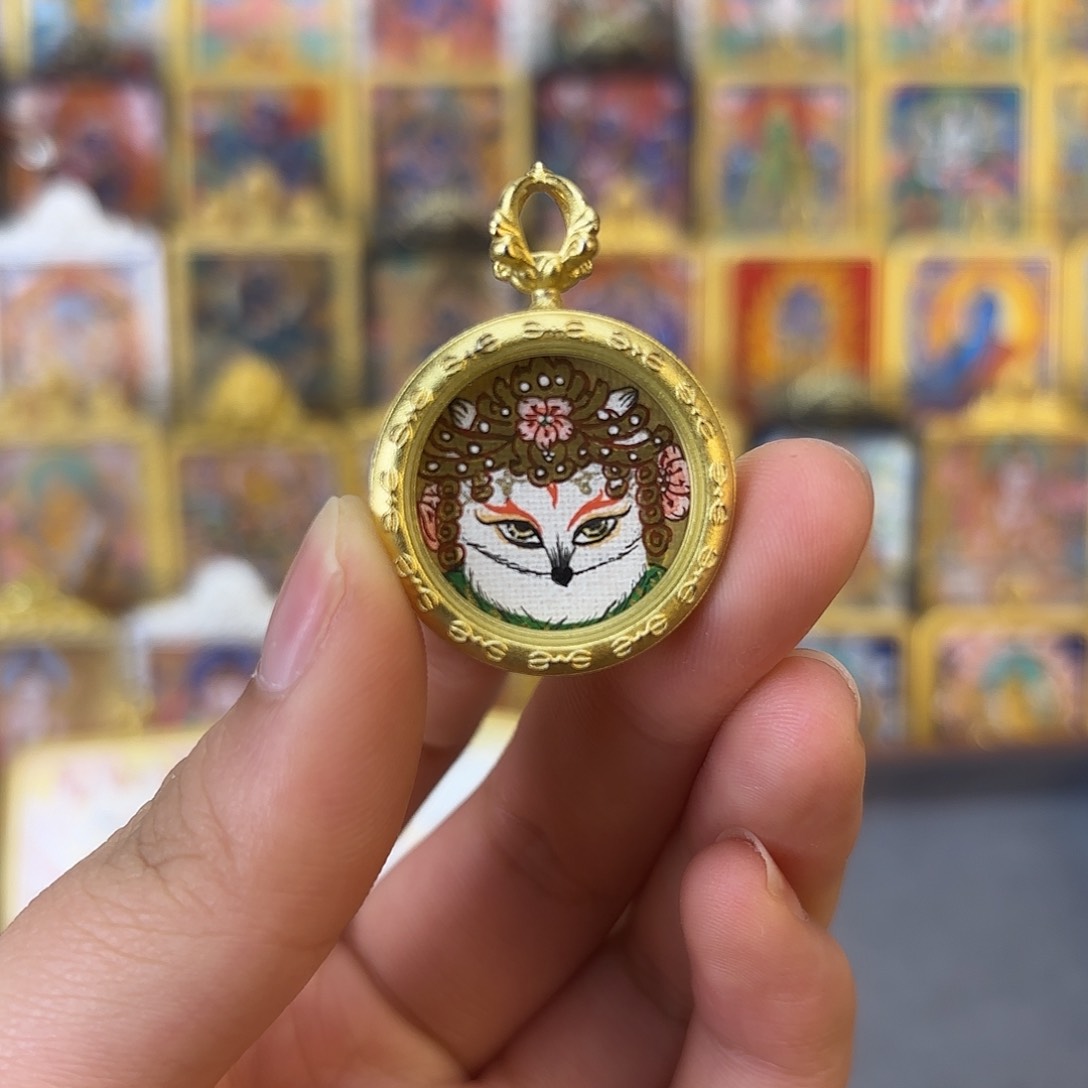 吊坠初手绘唐卡～狐仙