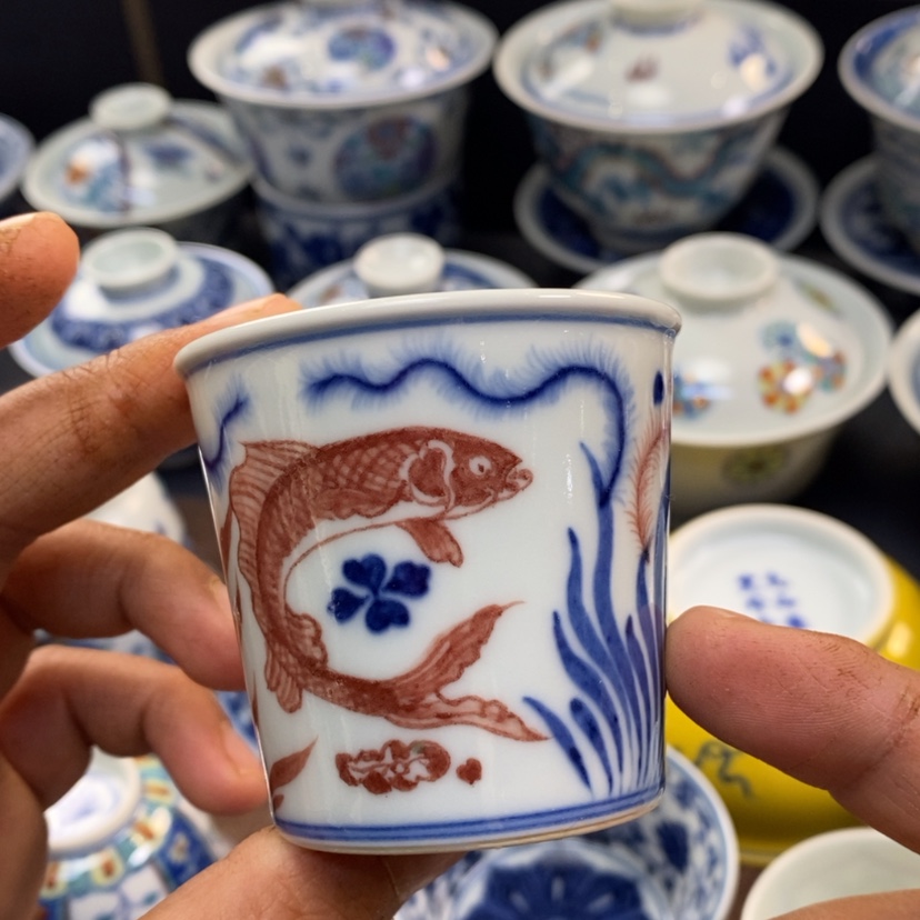 【闪购商品】景德镇青花釉里红主人杯