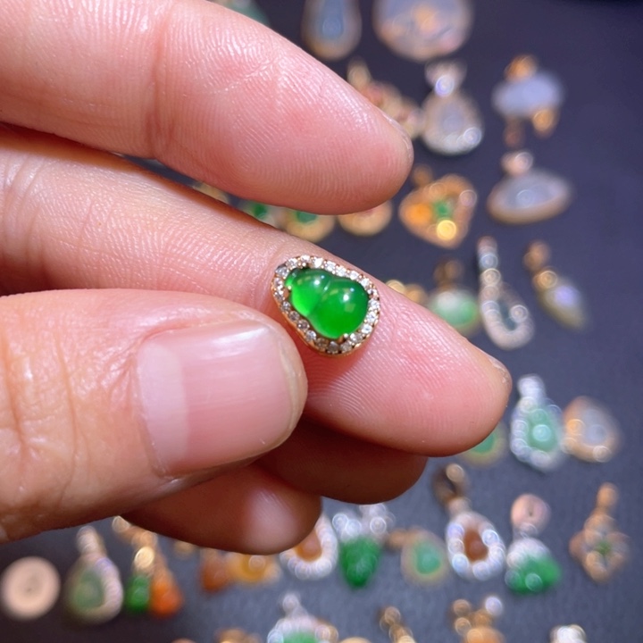 翡翠银S925镶嵌吊坠(不含链)天然翡翠