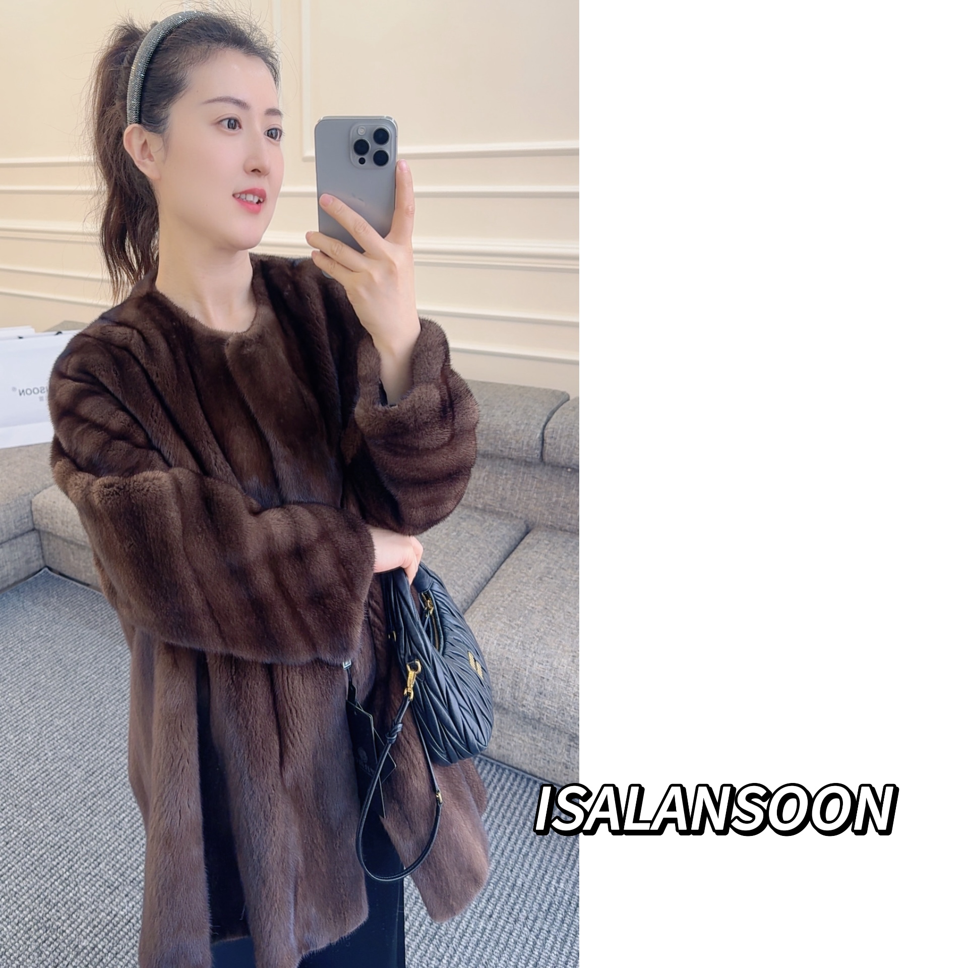 ISALANSOON FURS “好莱坞之夜” 哥本哈根紫标级全抽工艺水貂外套