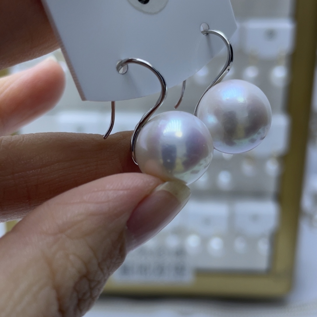 耳饰银S925镶嵌淡水珍珠