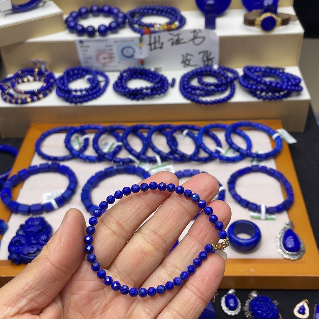 青金石刻面4mm手链未镶嵌